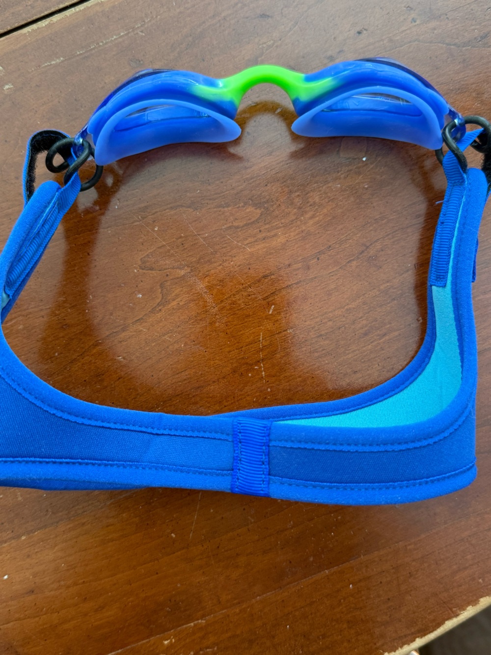 Frogglez Blue and Neon Green Kids Swim Goggles - Picture 2 of 4